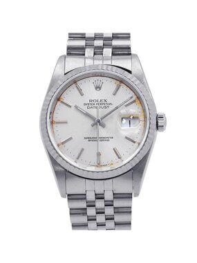 Rolex Datejust 36 SS 18k White Gold Watch Silver Dial